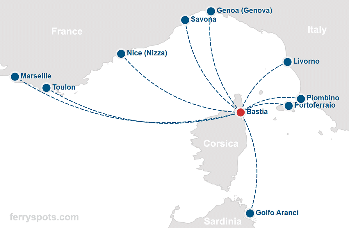 Ferry routes Bastia