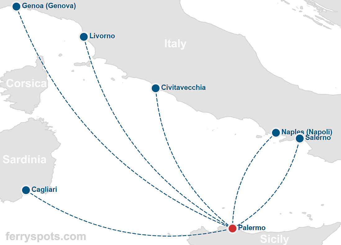 Ferry routes Palermo