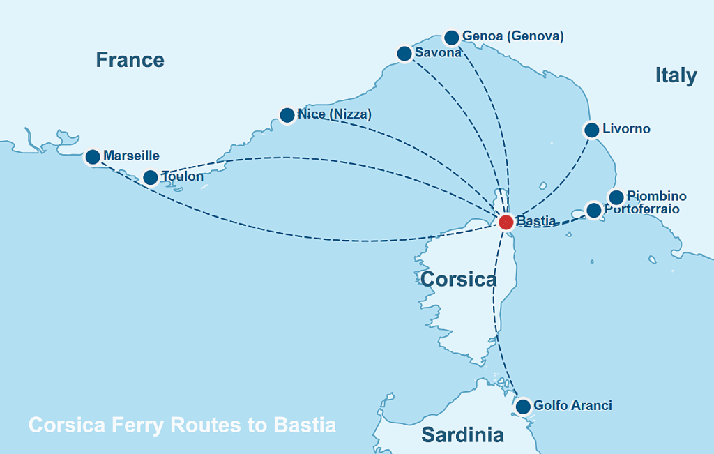 Corsica ferry routes to Bastia