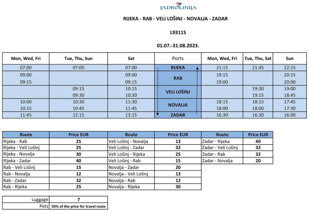 Timetable & Prices