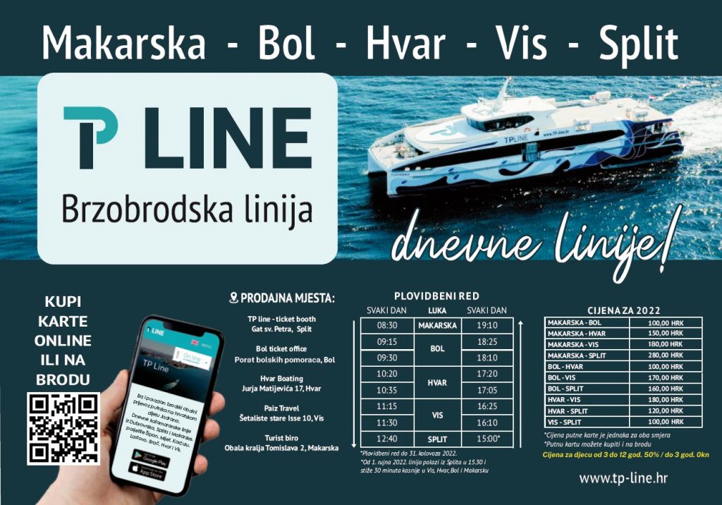TP Line ferry Makarska - Bol - Hvar - Vis - Split